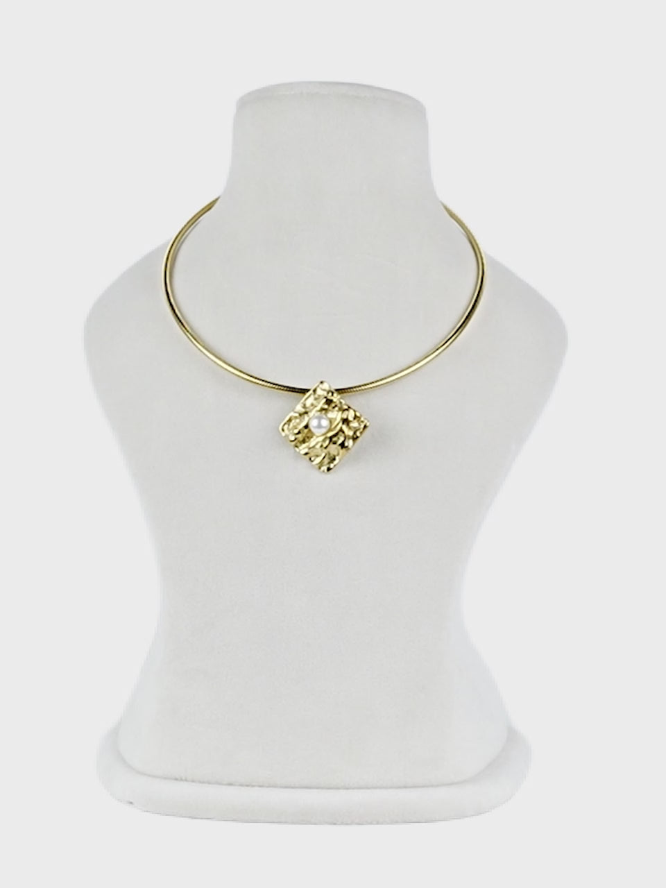 Aanura Gold Choker with Pearl Textured Pendant