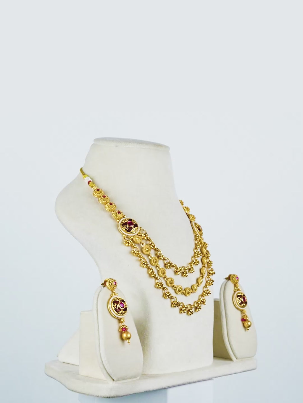Aanura Gold-Plated Layered Necklace & Earrings Set