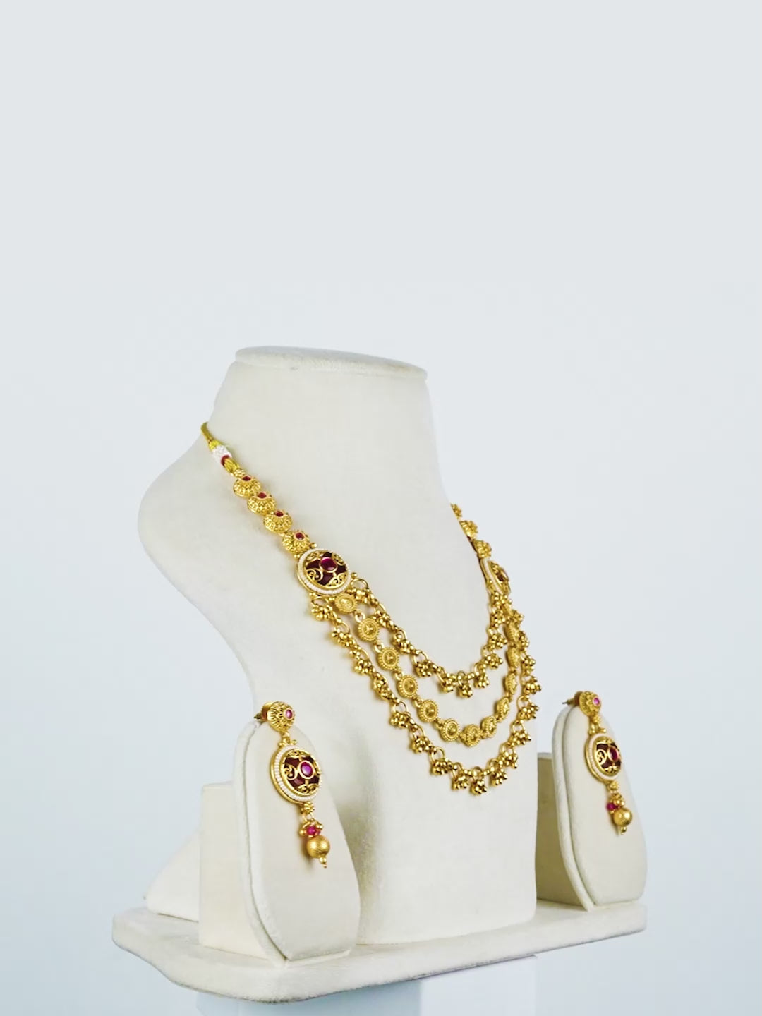 Aanura Gold-Plated Layered Necklace & Earrings Set