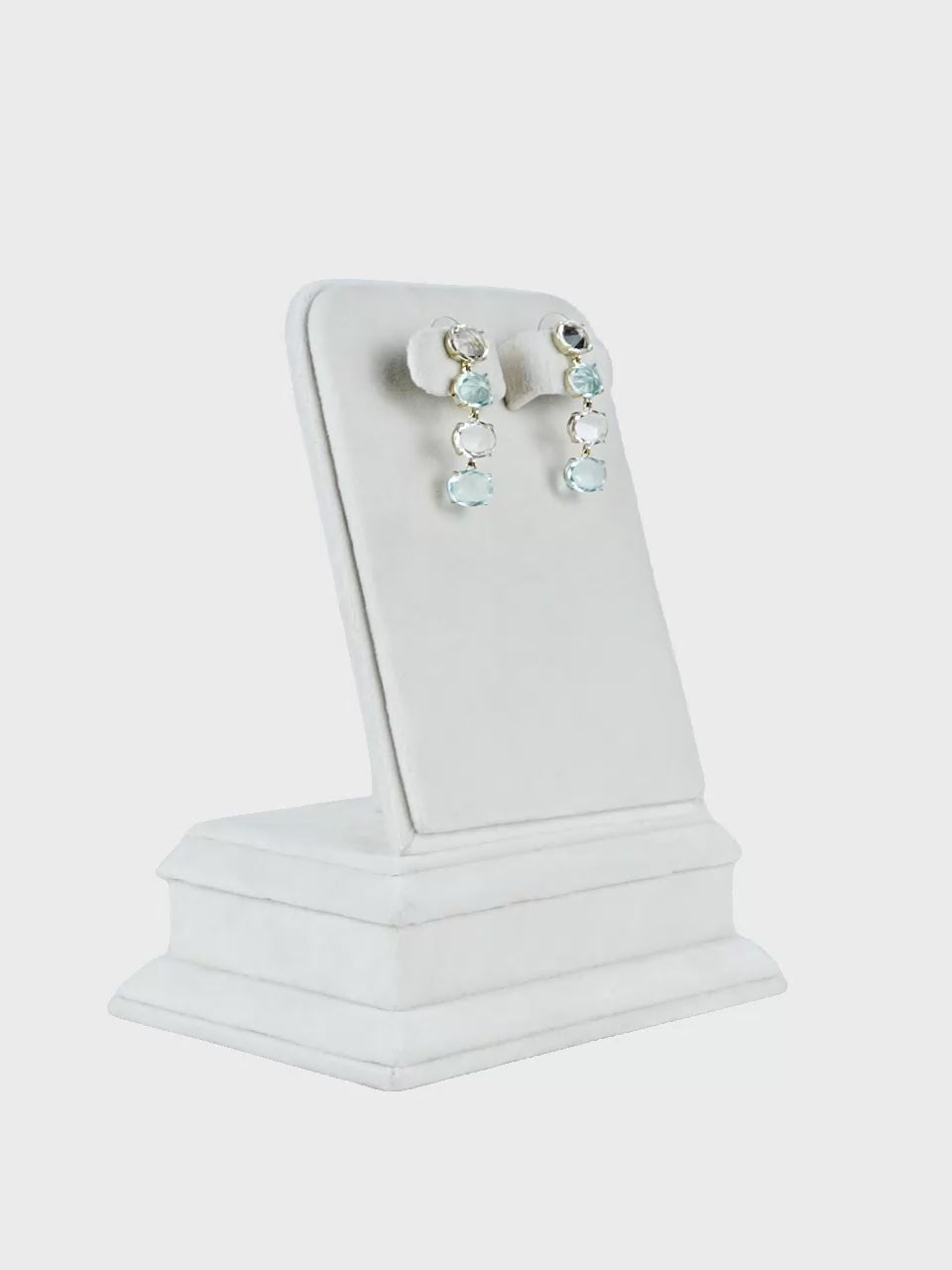 Aanura Aqua Blue & Clear Stone Drop Earrings