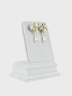 Aanura Floral Pearl Drop Gold Statement Earrings