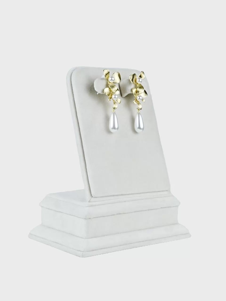 Aanura Floral Pearl Drop Gold Statement Earrings