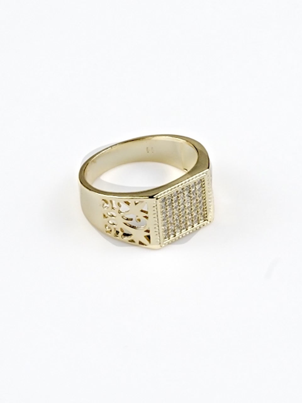 18K Gold Regal CZ Grid Anti-Tarnish Waterproof Ring
