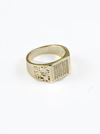 18K Gold Regal CZ Grid Anti-Tarnish Waterproof Ring