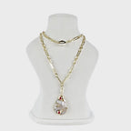 Aanura Double Layer Gold Chain Necklace with Shell