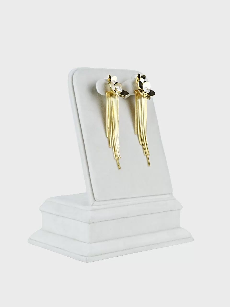 Aanura Crystal Floral Tassel Gold Drop Earrings
