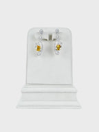 Aanura Silver Yellow Teardrop Crystal Drop Earrings