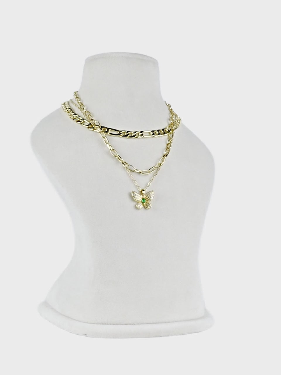 Aanura Gold Layered Butterfly Pendant Necklace