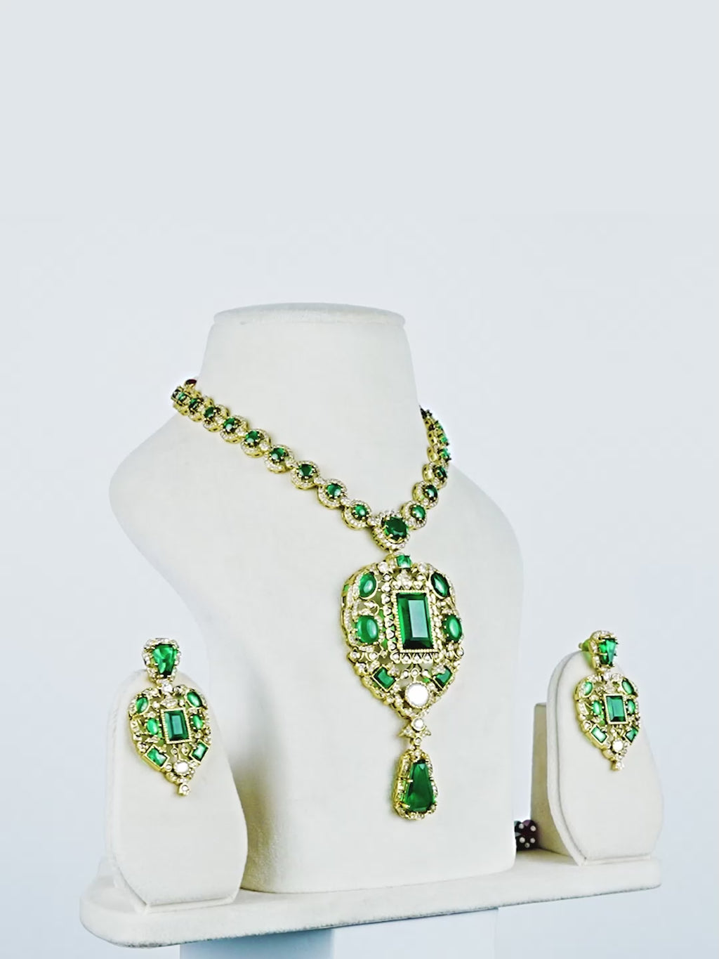 Aanura Red Stone Antique Kundan Necklace & Earrings