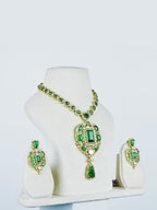 Aanura Red Stone Antique Kundan Necklace & Earrings