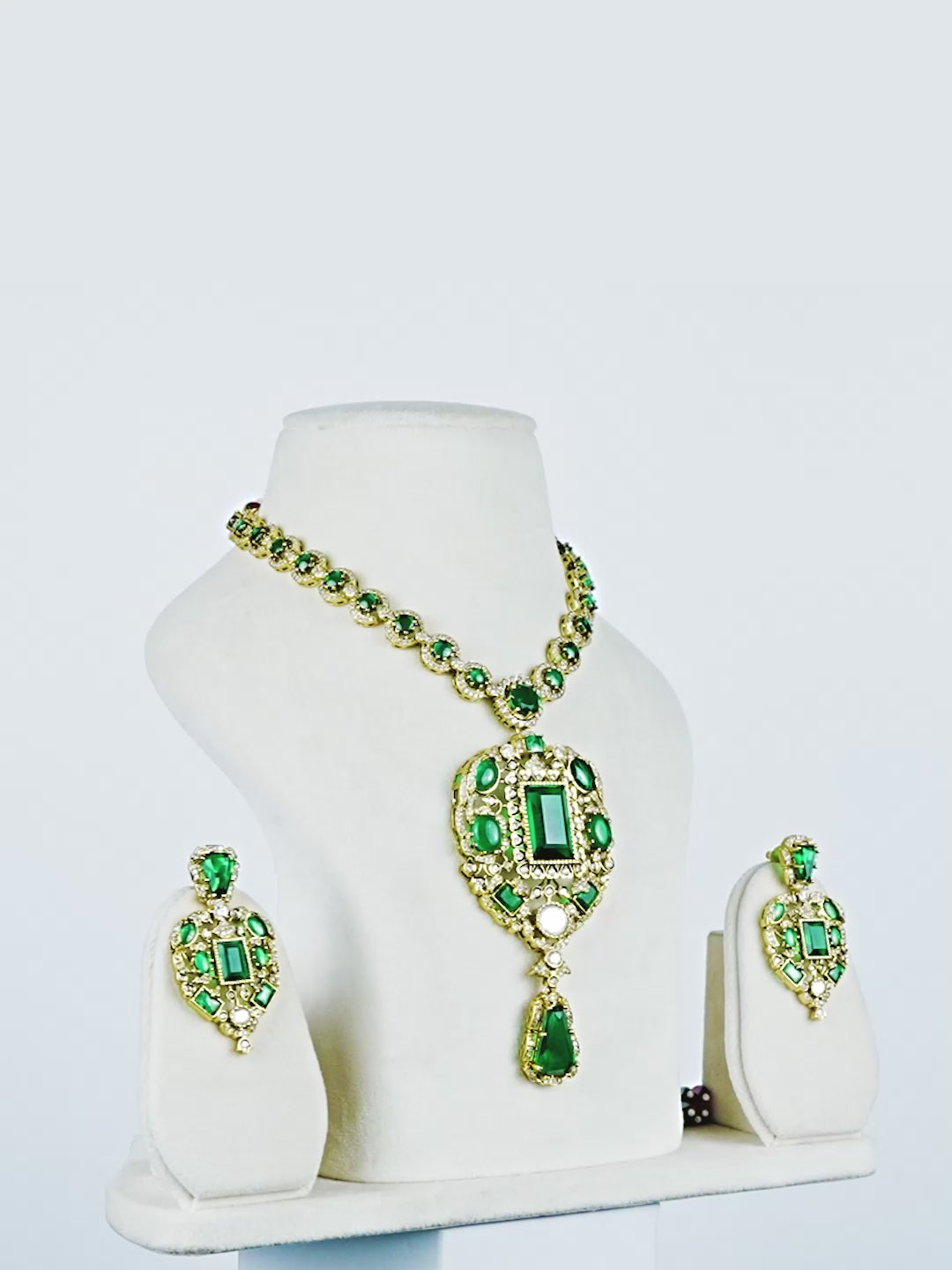 Aanura Red Stone Antique Kundan Necklace & Earrings