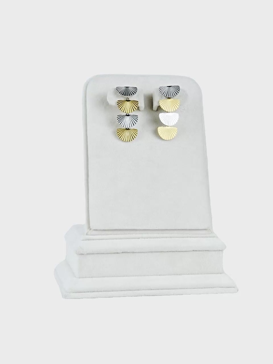 Aanura Solaris Fan Cascade Earrings – Dual-Tone Stainless Steel