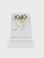 Aanura Crystal Pearl Floral Long Drop Earrings