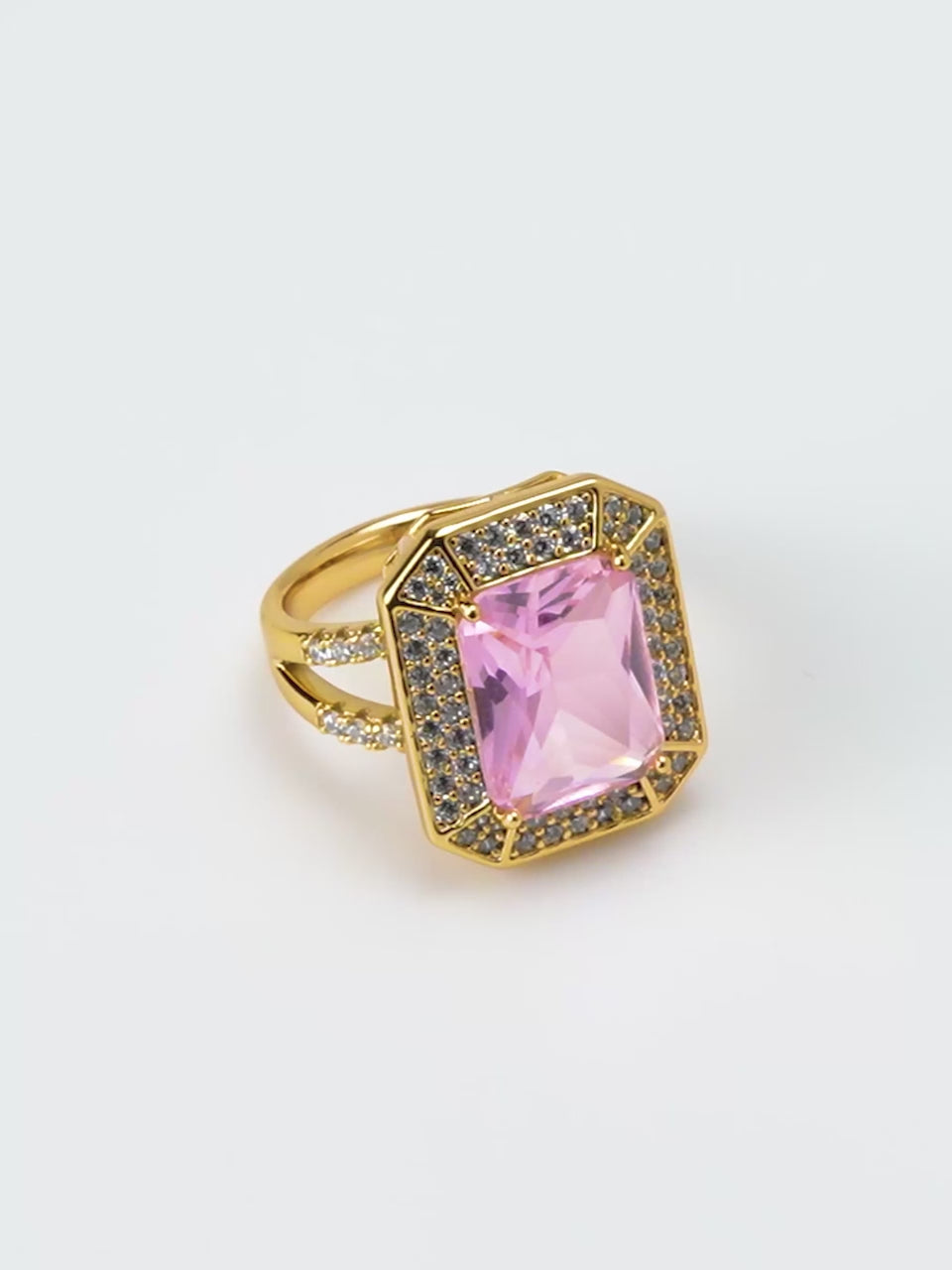 18K Gold Plated Pink Shield Anti-Tarnish Waterproof Ring
