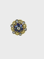 Aanura Gold-Plated Round Ruby & Green Floral Ring