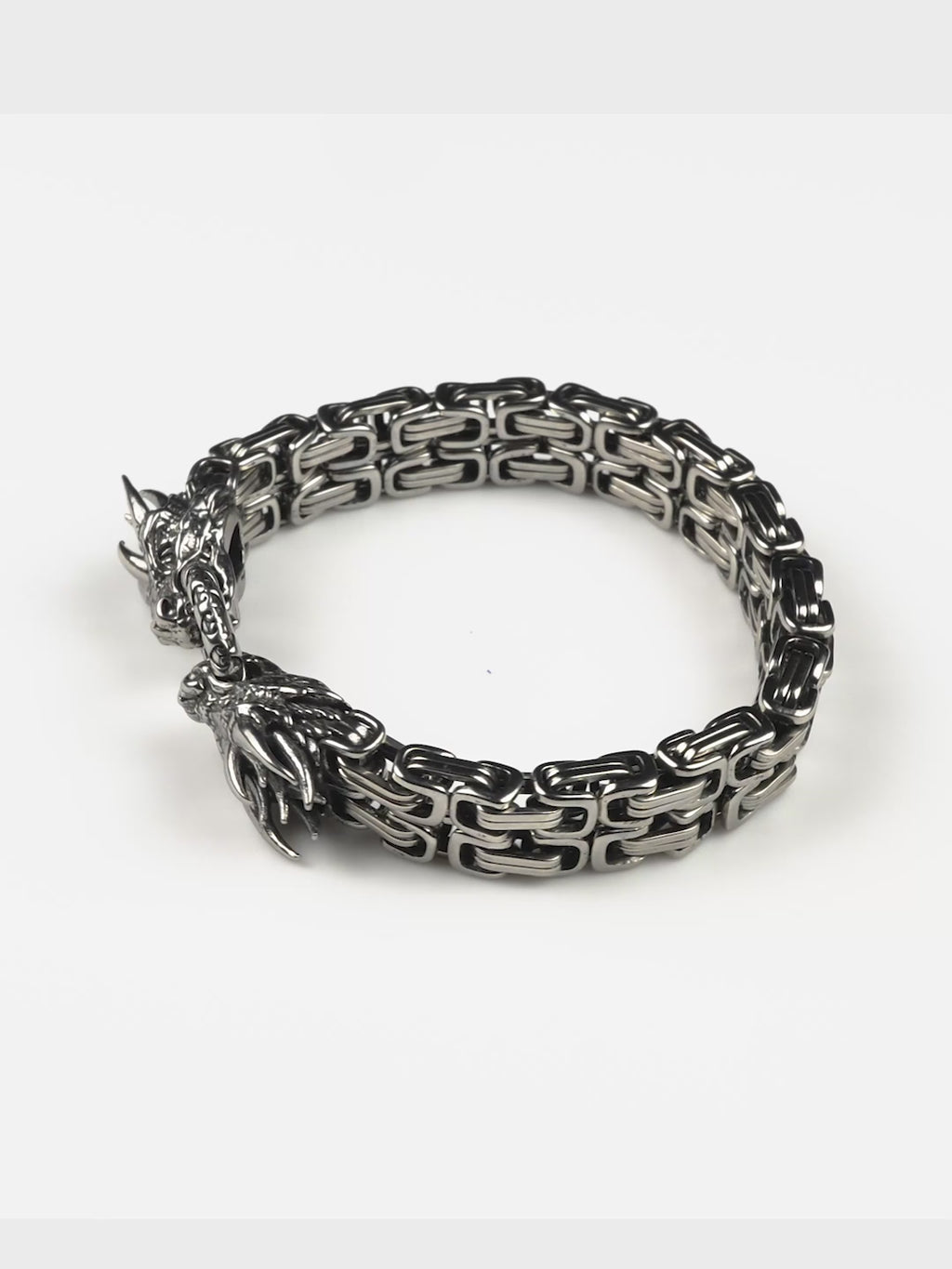 Silver Rhodium-Plated Dragon Claw Anti-Tarnish Stainless Steel Bracelet for Men