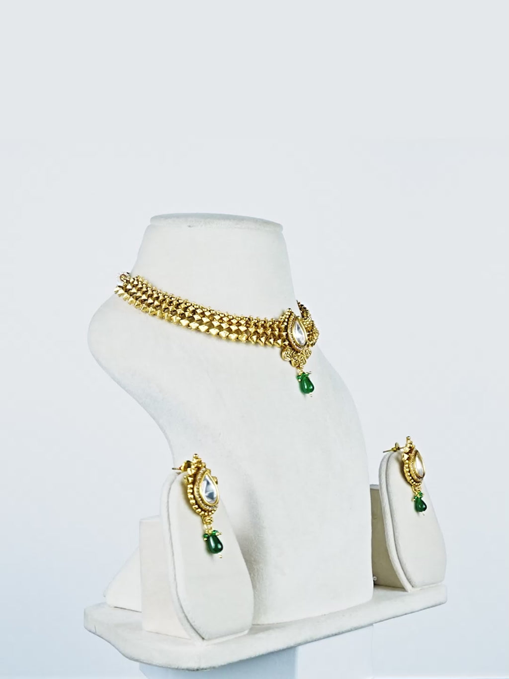 Aanura Antique Pearl Drop Kundan Choker Necklace Set