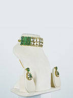 Aanura Emerald Green Kundan Choker Necklace Set