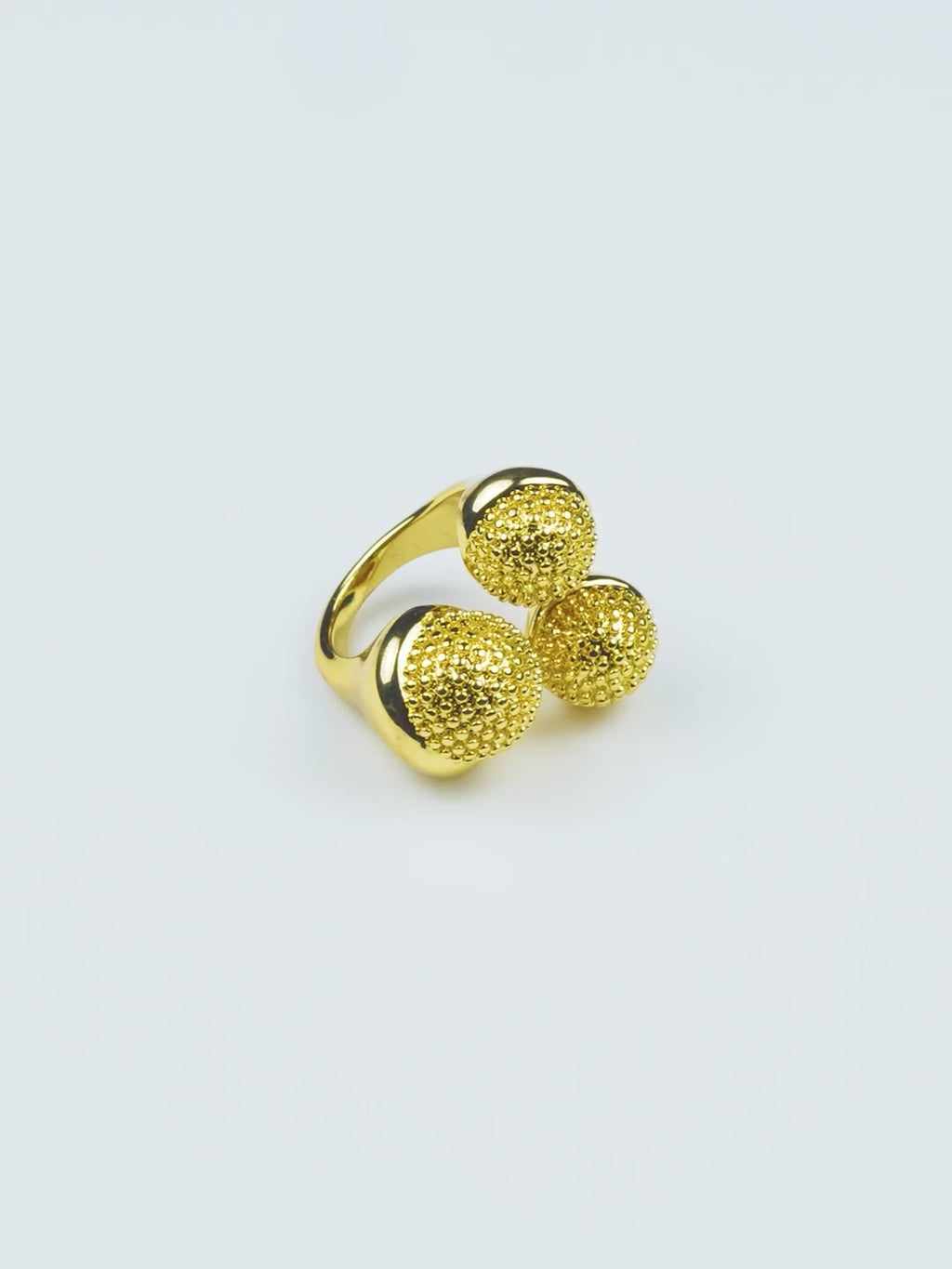 18K Gold-Plated Triple Disc Textured Ring – Anti-Tarnish & Waterproof