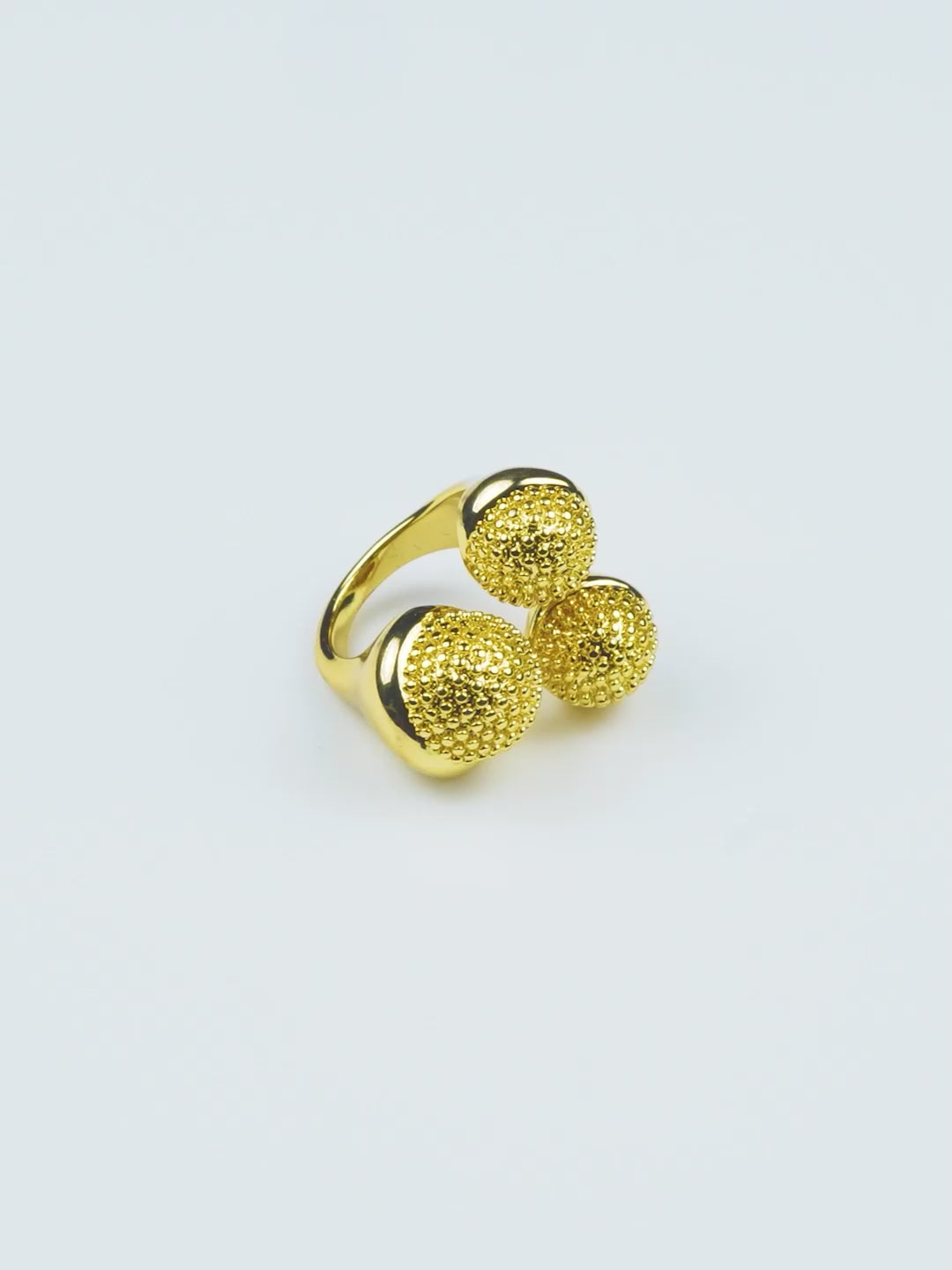 18K Gold-Plated Triple Disc Textured Ring – Anti-Tarnish & Waterproof