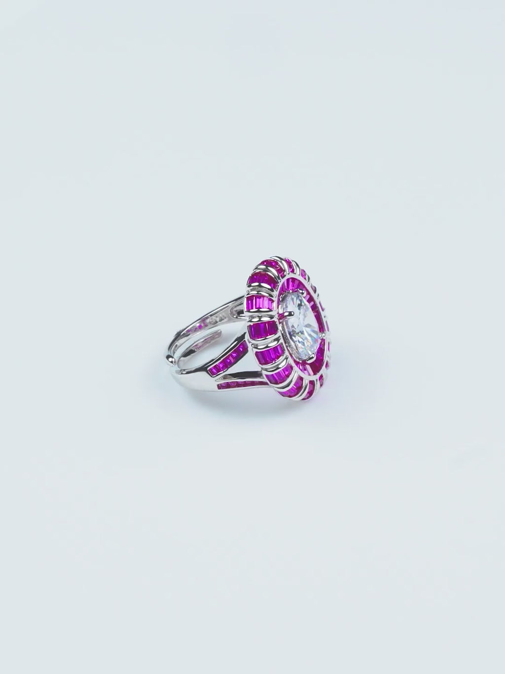 Rhodium Plated Emerald Band Anti-Tarnish Waterproof Ring