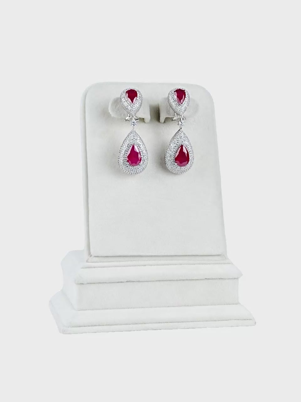 Aanura Ruby Teardrop Double Dangle Earrings
