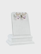 Pink Bow Gemstone Drop Earrings – Aanura