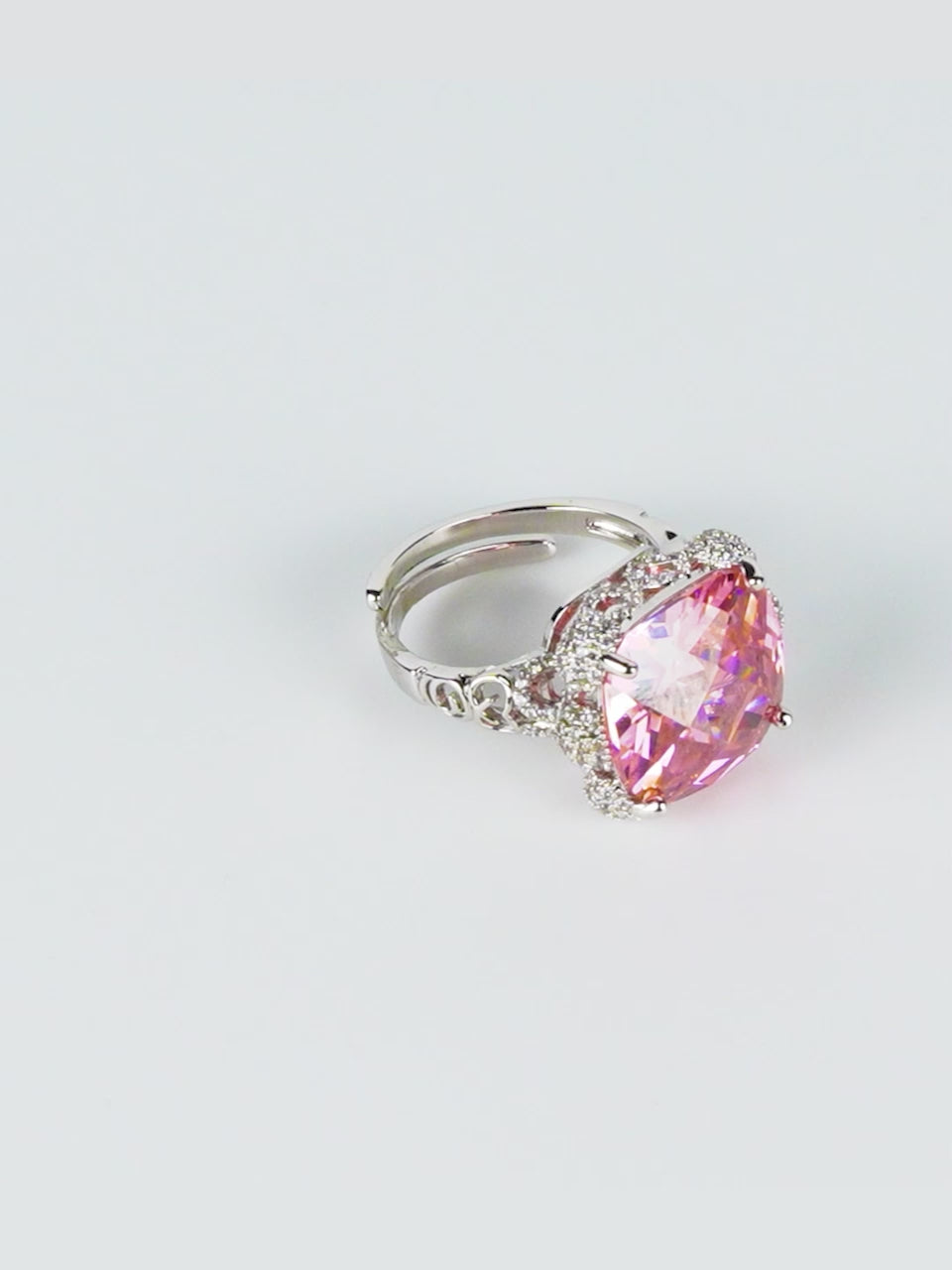 Rhodium Plated Purple Pavé Anti-Tarnish Waterproof Ring