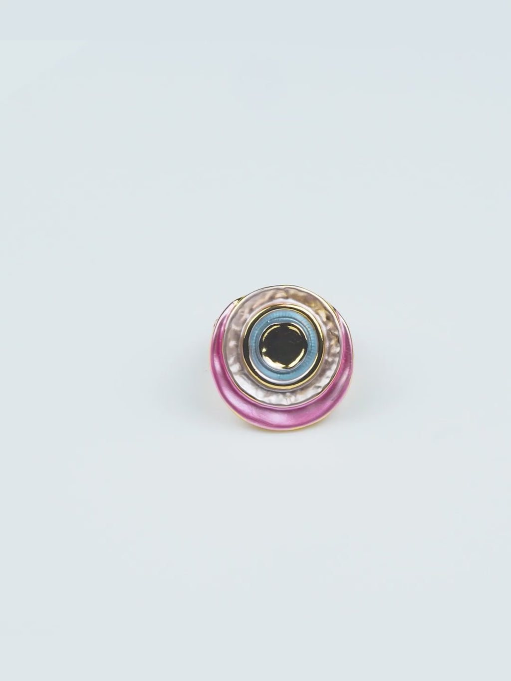 18K Gold-Plated Pink & White Enamel Ring – Anti-Tarnish & Waterproof