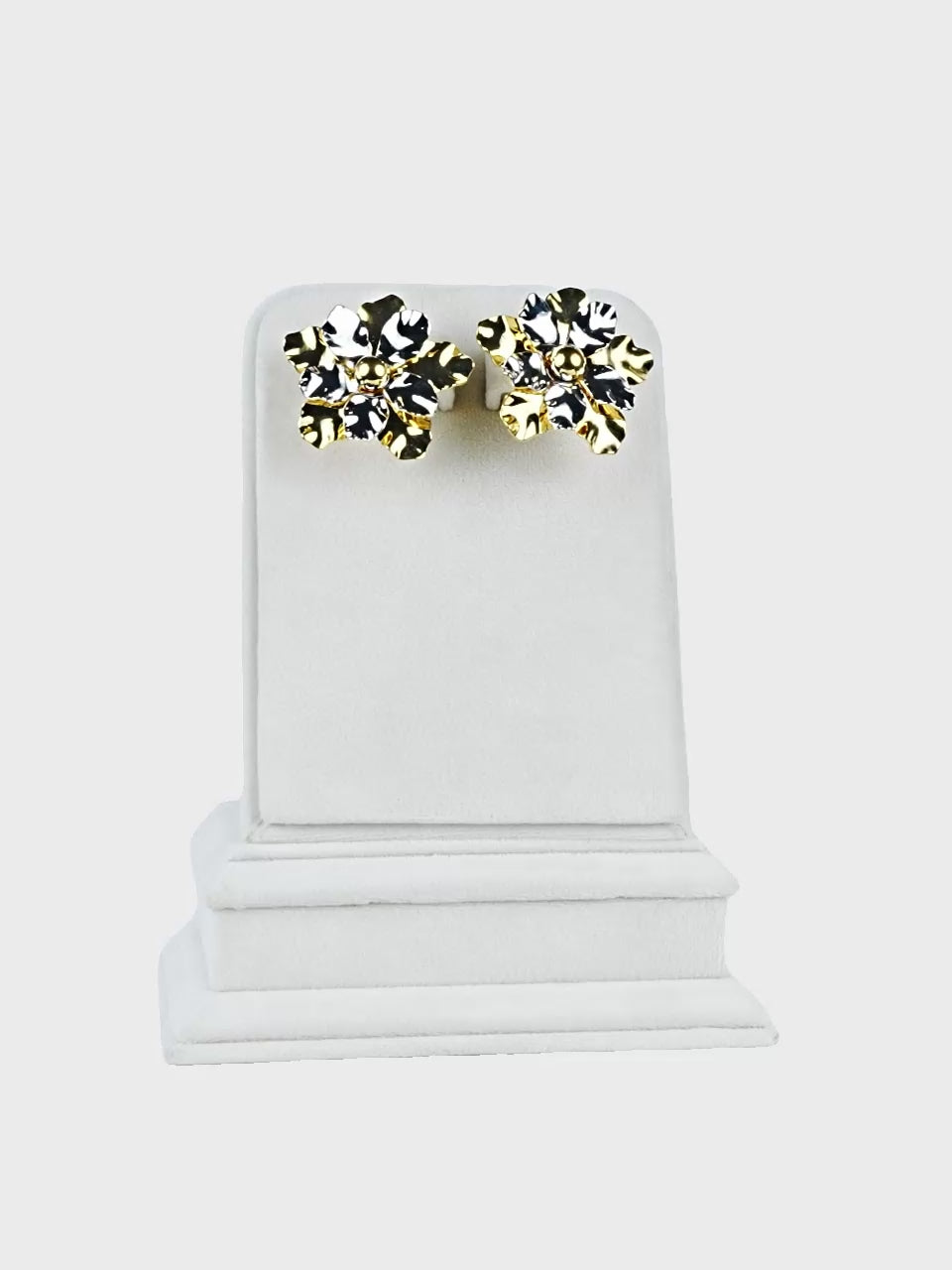Aanura Dual Tone Floral Gold Statement Earrings