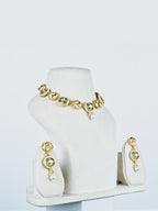 Aanura Circular Kundan Ruby Drop Necklace Set