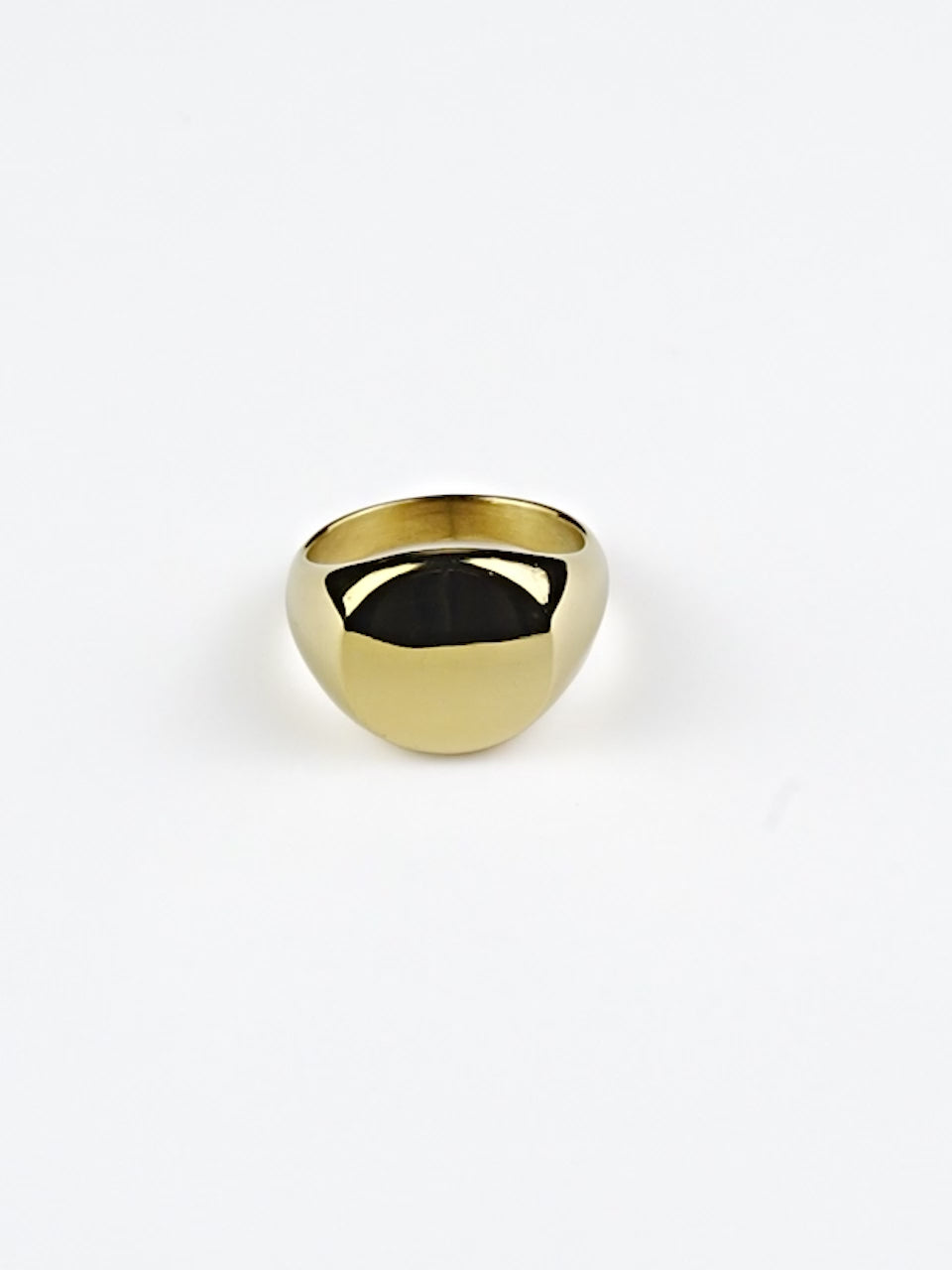 18K Gold Dome Signet Anti-Tarnish Waterproof Ring
