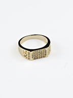 18K Gold CZ Rectangular Anti-Tarnish Waterproof Ring