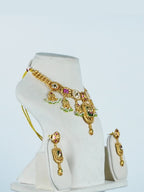 Aanura Gold Plated Royal Pendant Necklace Set