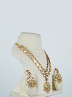 Aanura Green Meenakari Kundan Pendant Necklace Set