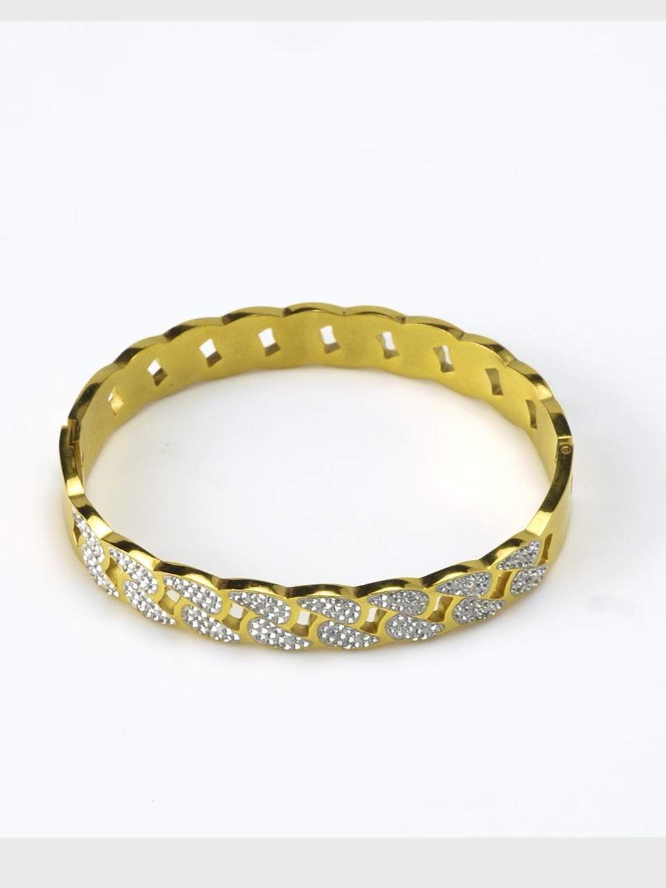 Aanura Crystal Link Gold Plated Bangle Bracelet