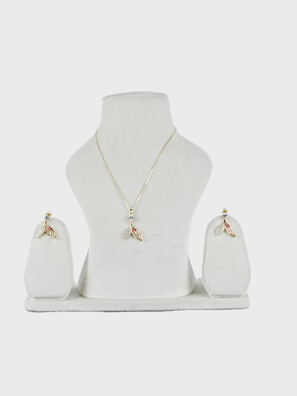 Aanura Dual-Tone Leaf Necklace & Earrings Set