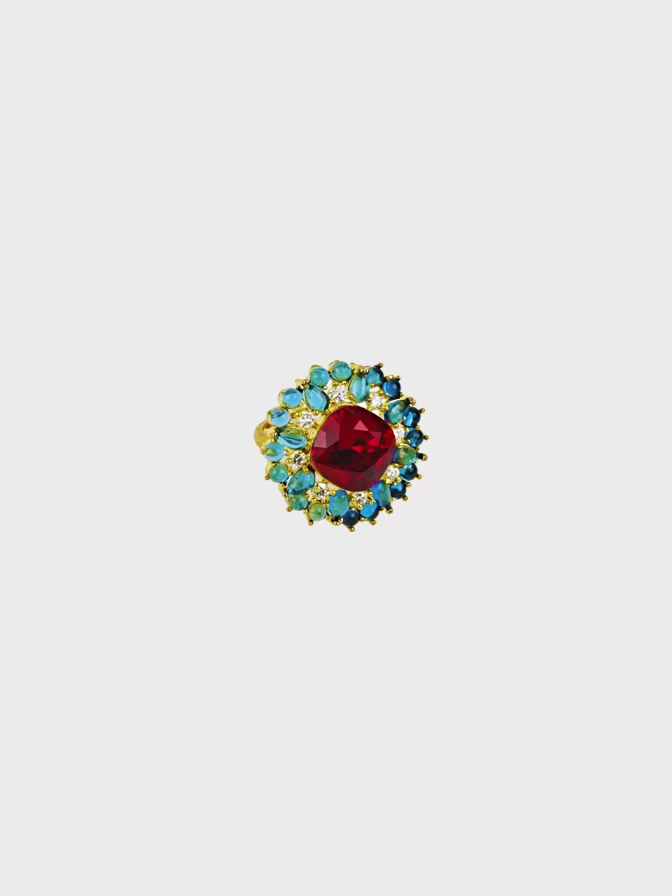 Rhodium Plated Emerald Cluster Anti-Tarnish Waterproof Ring