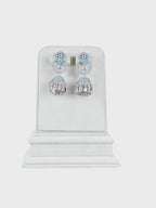 Aanura Silver Pink Crystal Oval Drop Earrings