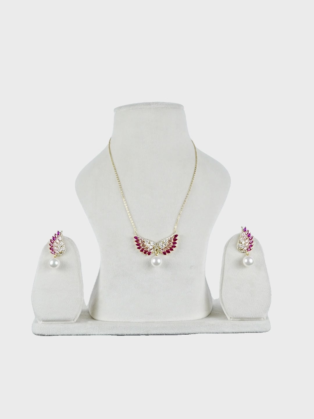 Aanura Wing Pearl Necklace & Earrings Set