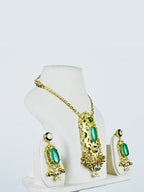Aanura Pink Stone Antique Pendant Necklace Set