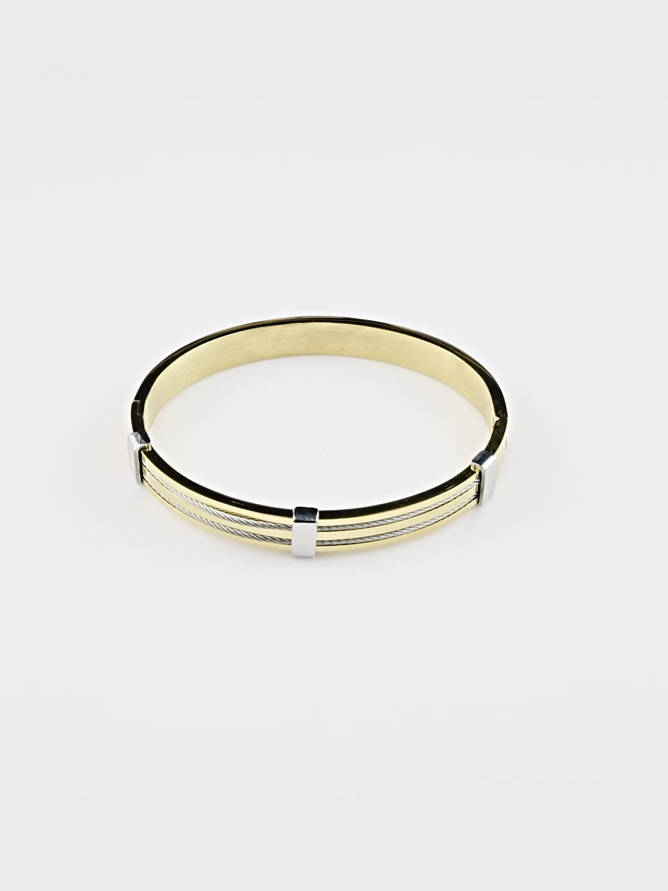 18K Gold & Rhodium Dual Wire Anti-Tarnish Waterproof Kada