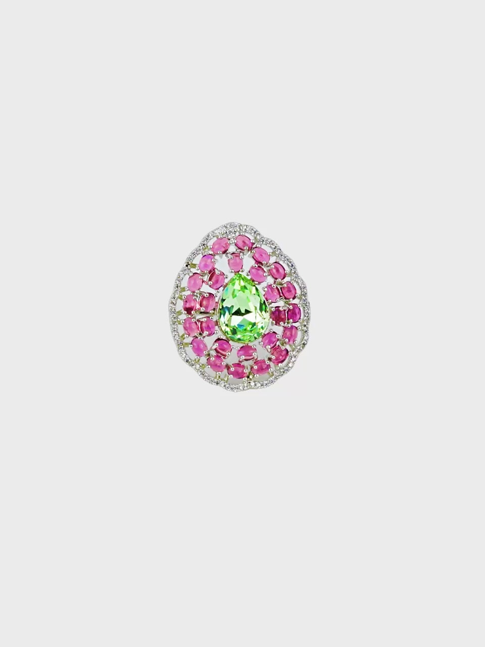 Rhodium Plated Iridescent Halo Anti-Tarnish Waterproof Ring