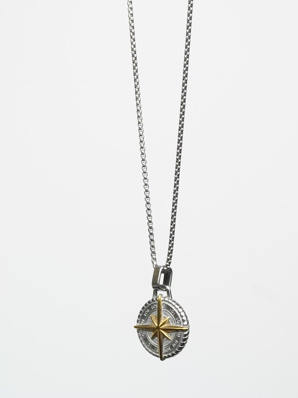 Aanura Dual-Tone Compass Chain For Men's