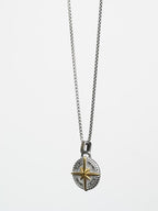 18K Gold & Rhodium-Plated Dual-Tone Compass Waterproof Stainless Steel Chain