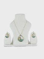 Aanura Palm Tree Ocean Necklace & Earrings Set