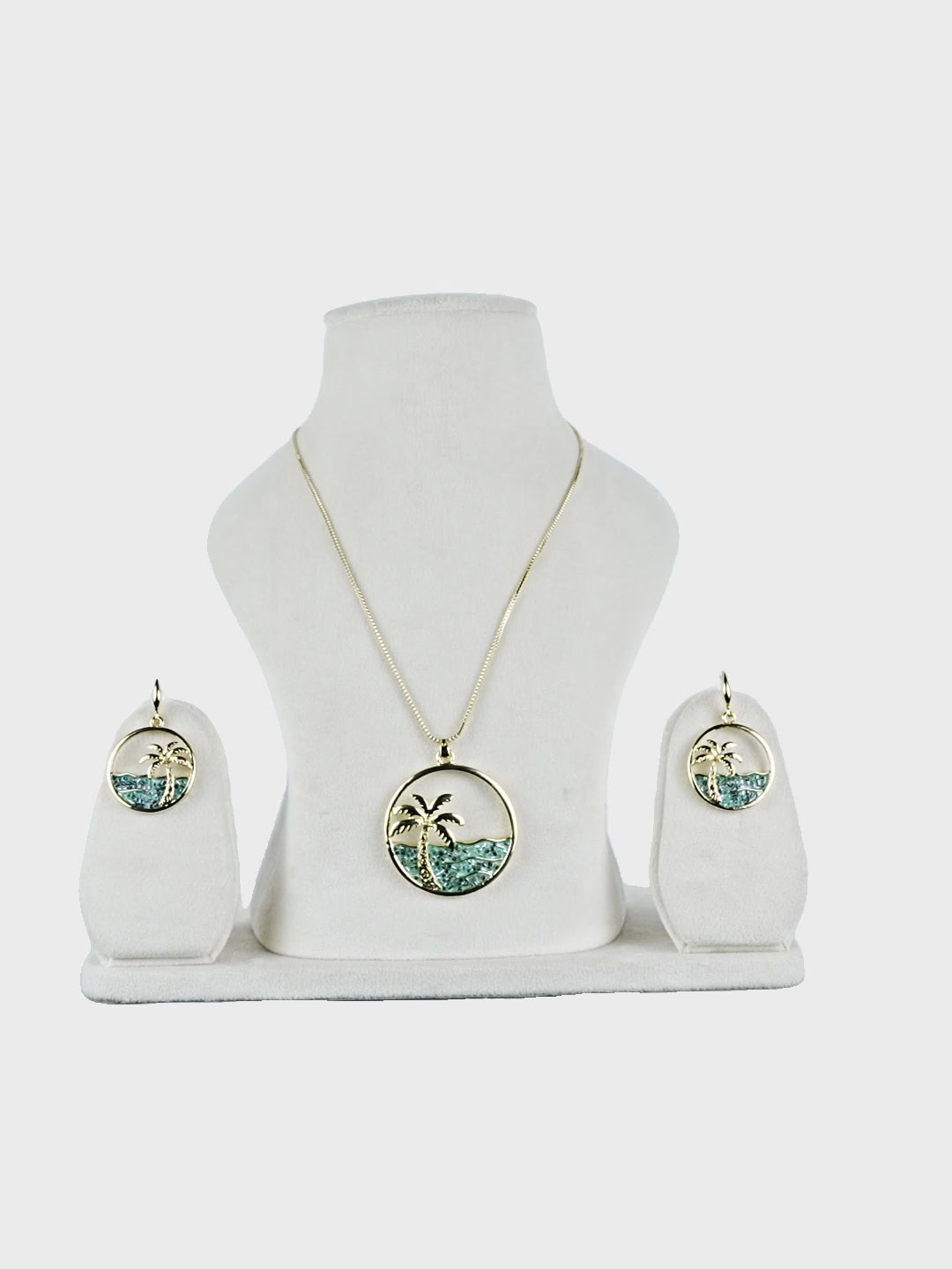 Aanura Palm Tree Ocean Necklace & Earrings Set