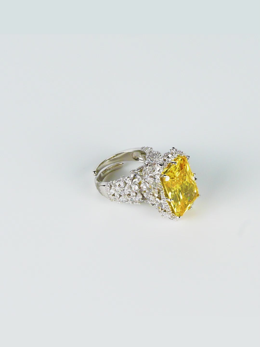 Rhodium Plated Ruby Cocktail Anti-Tarnish Waterproof Ring