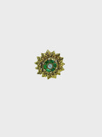 Aanura Gold-Plated Hexagon Green Floral Ring