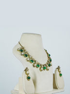 Aanura Gold-Plated Navratna Necklace & Earrings